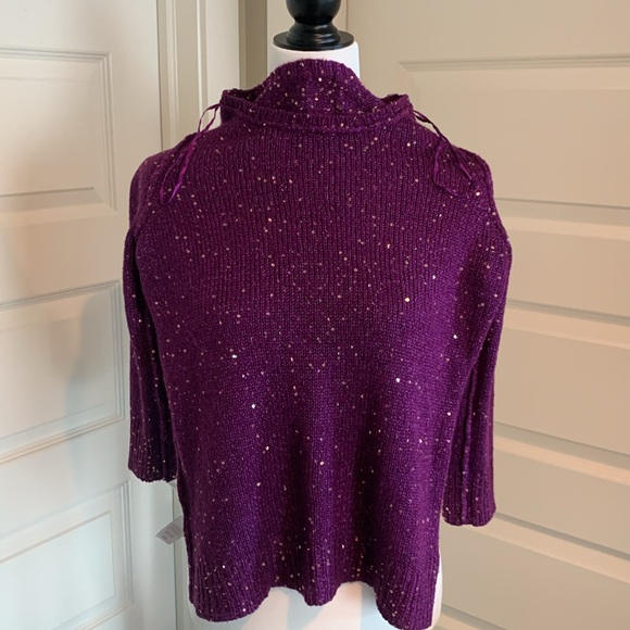 ANNE KLEIN Women’s Purple Sweater with Gold Sequins - Picture 8 of 11